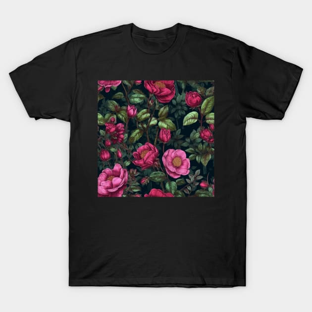 Wild Rose Pattern T-Shirt by kansaikate